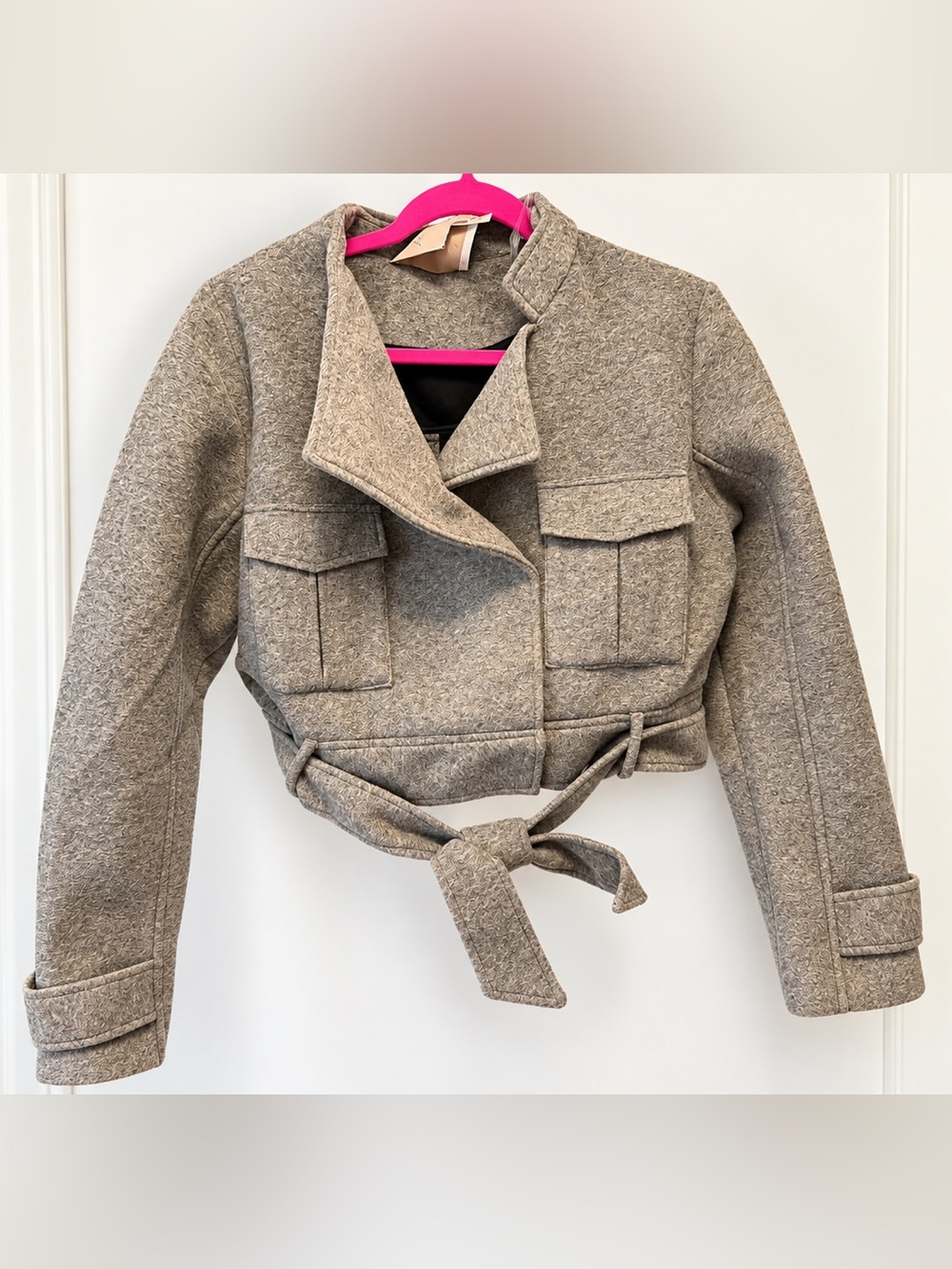 Hutch NWT Cropped Belted Jacket Gray Size Medium Utility Jacket